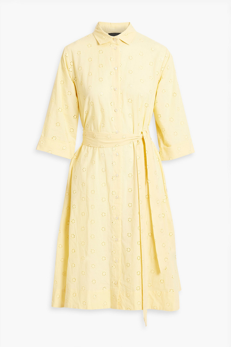 Lisa Marie Fernandez - Broderie anglaise cotton shirt dress - Yellow - 3