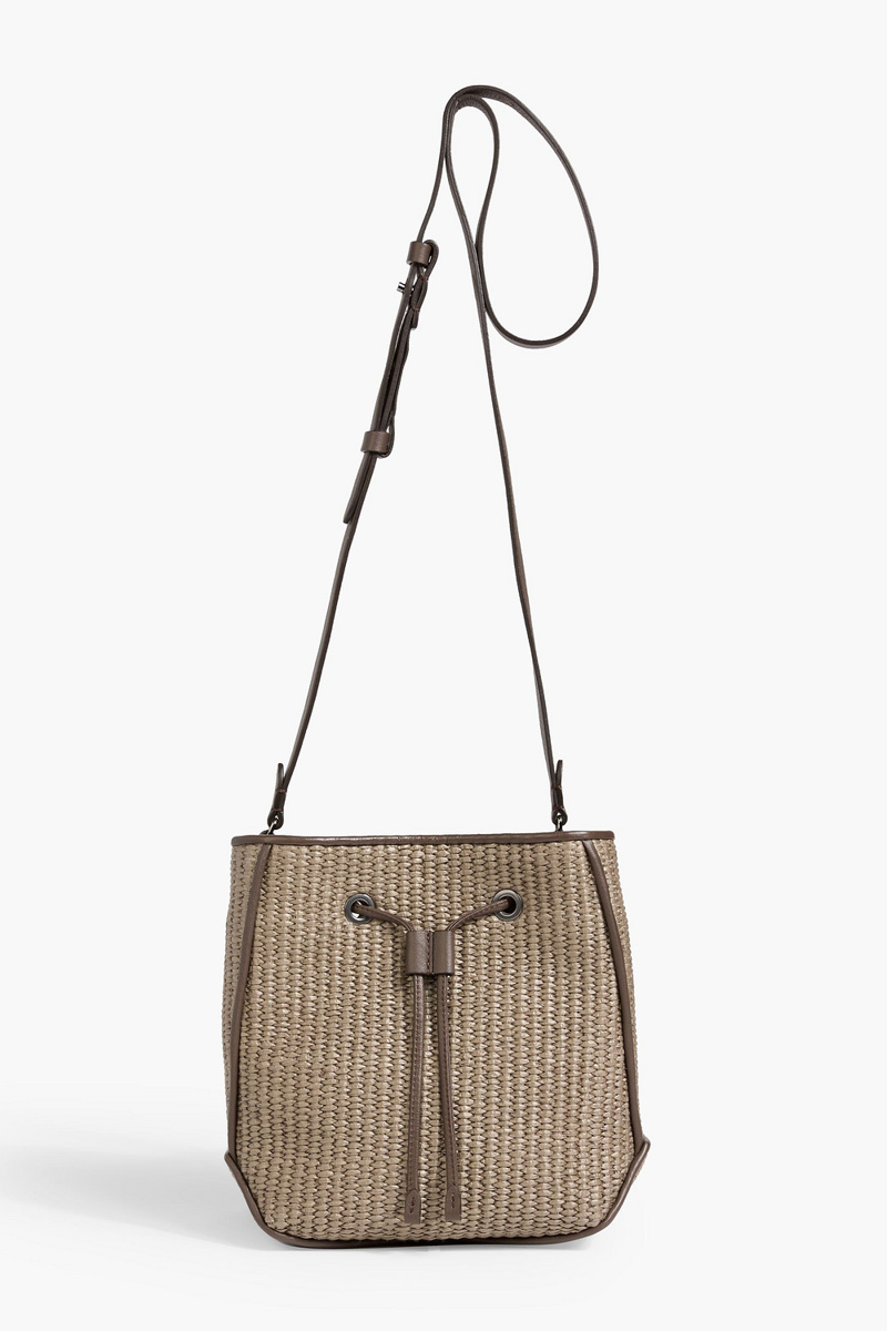 brunello cucinelli - leather-trimmed faux raffia bucket bag - neutral - onesize