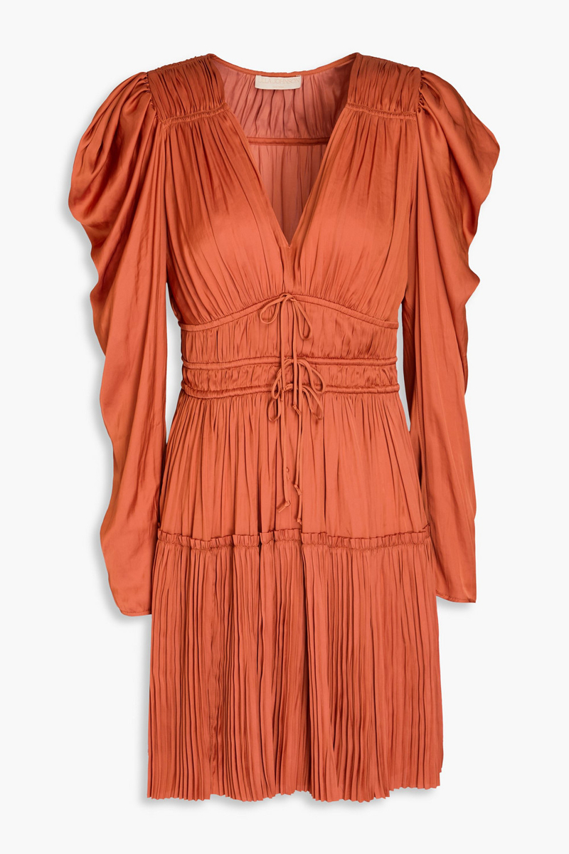 ulla johnson - lu bow-detailed satin mini dress - brown - us 2