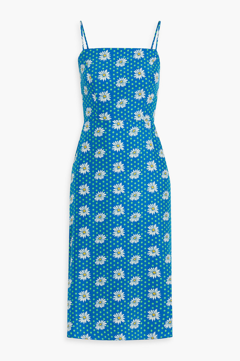 hvn - nora printed silk dress - blue - us 2