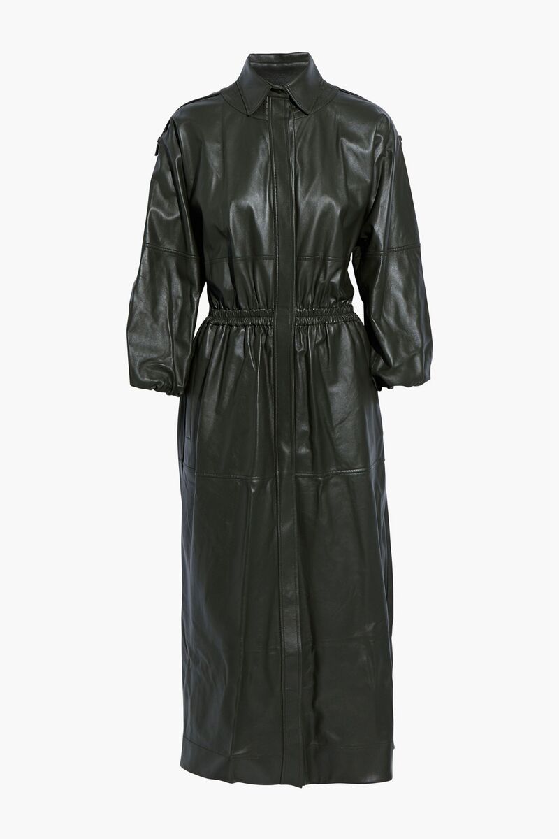 Gabriela Hearst - Ares leather midi shirt dress - Green - IT 42