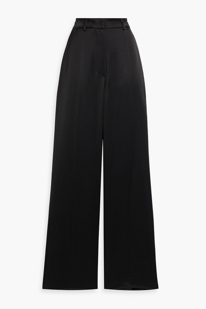 nanushka - zoelle satin wide-leg pants - black - s