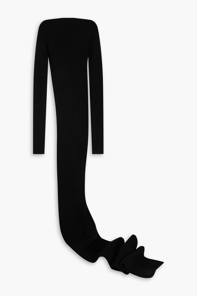 rick owens - asymmetric ribbed cashmere-blend sweater - black - xs