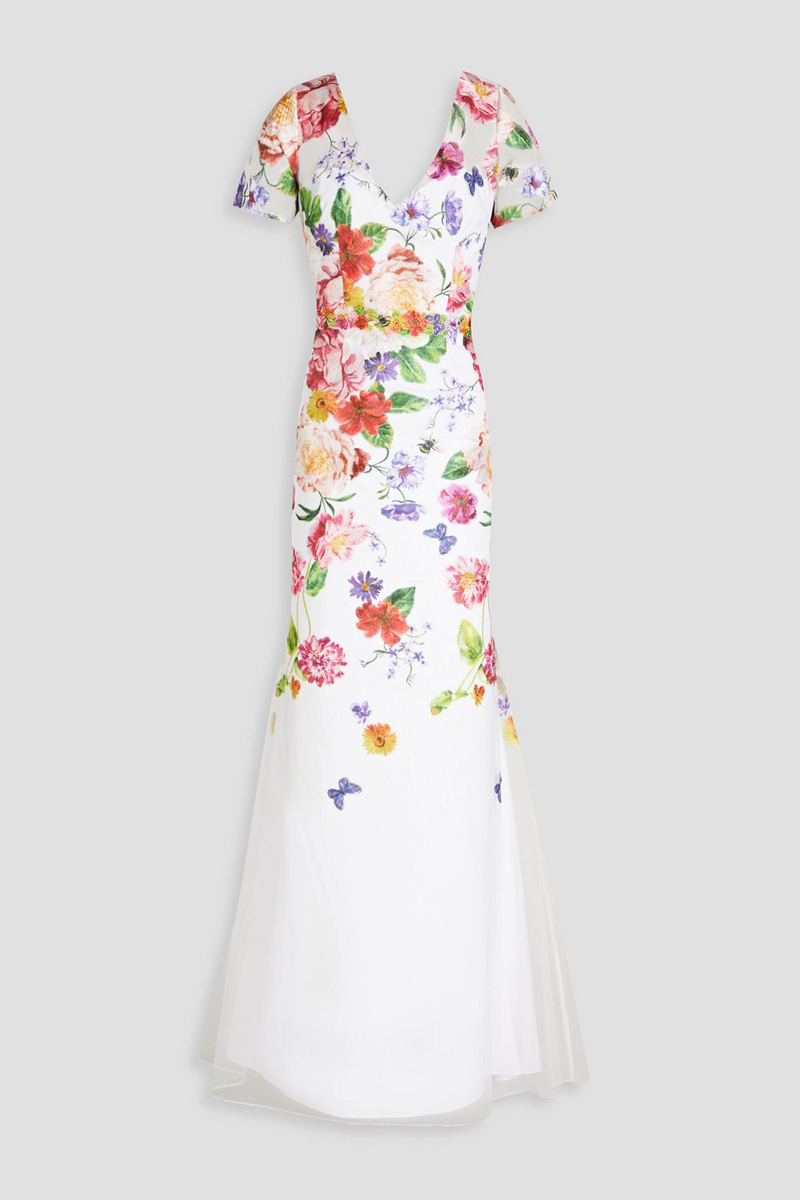 Marchesa Notte - Embroidered tulle gown - White - US 4