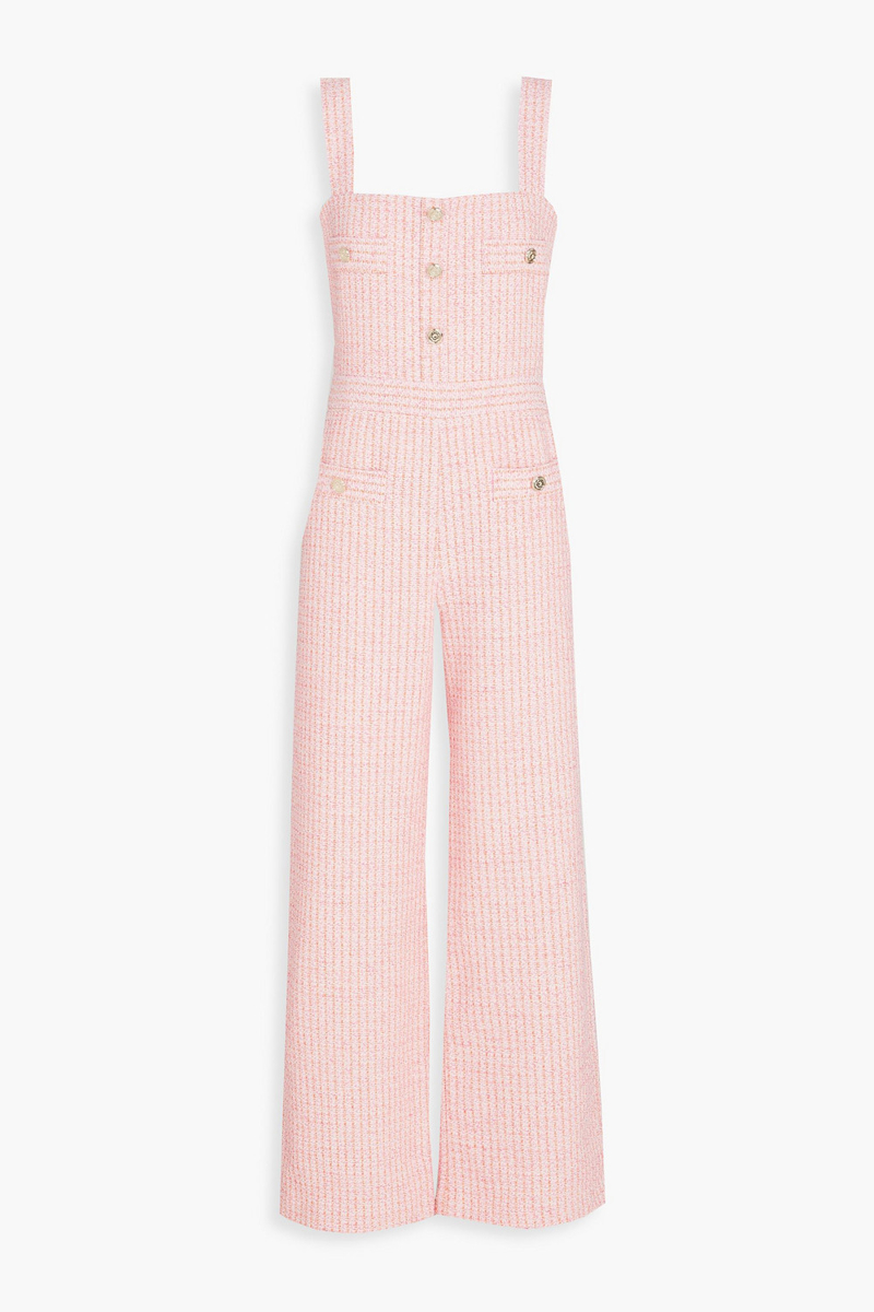 maje - embellished metallic cotton-blend tweed jumpsuit - pink - fr 40