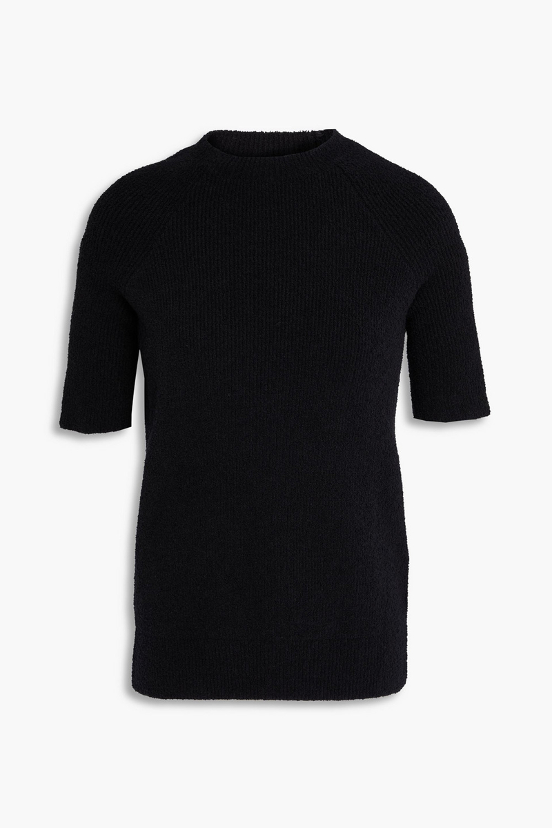 toteme - bouclé-knit cotton-blend top - black - xxs