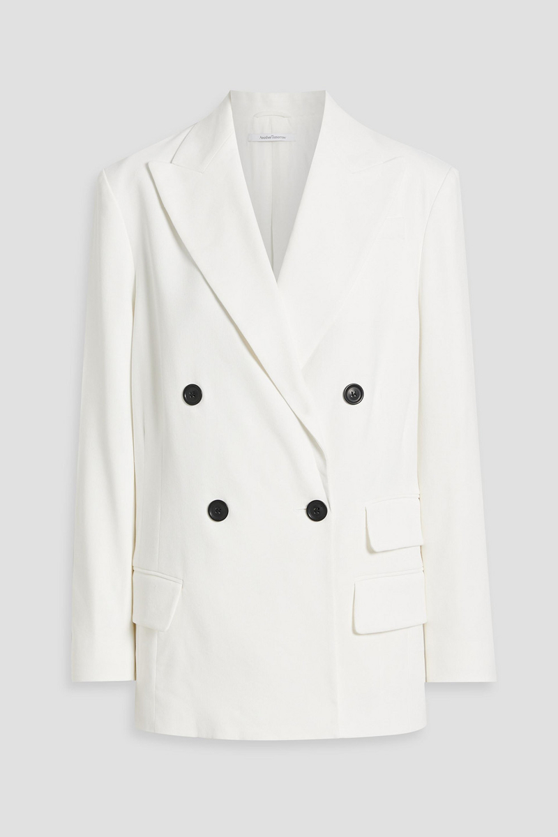 another tomorrow - double-breasted hemp-blend blazer - white - it 36