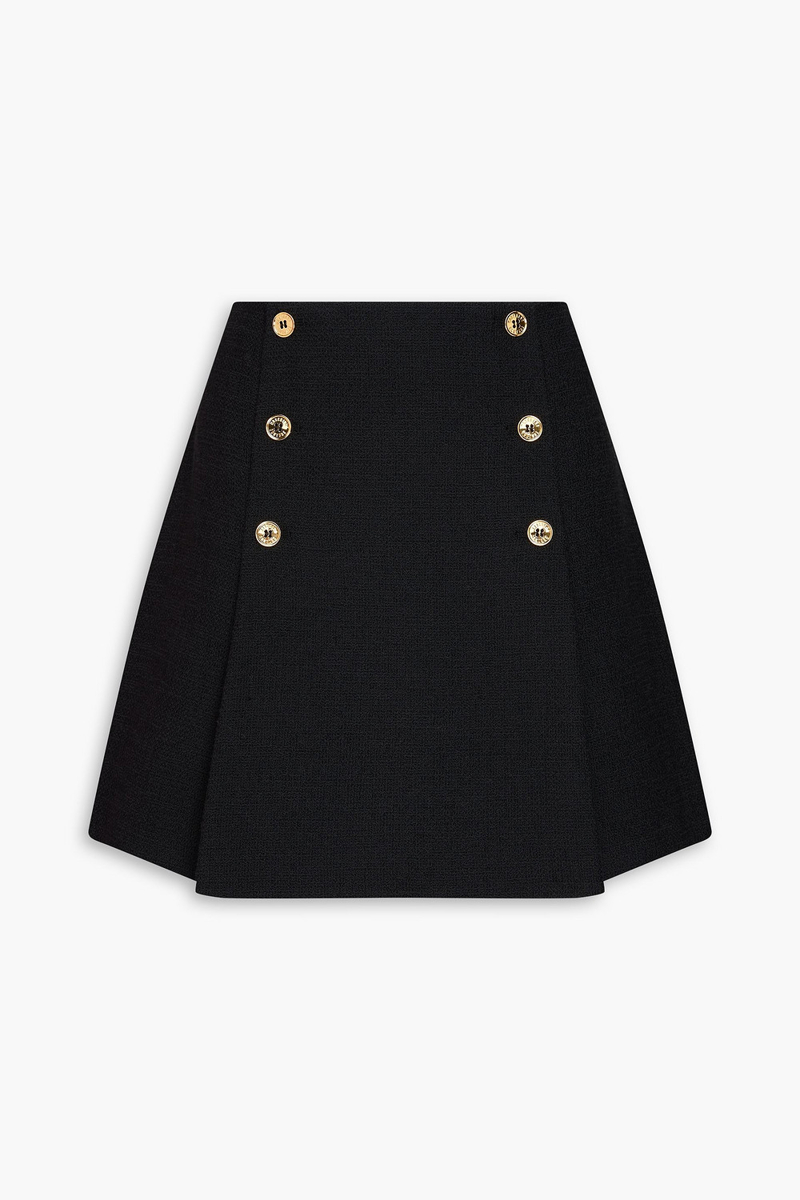 moschino - pleated cotton-blend tweed mini skirt - black - it 42