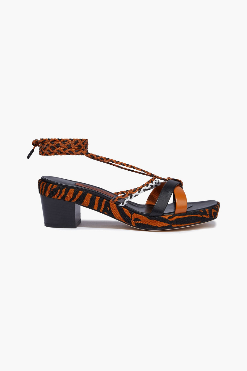 Missoni - Braid-trimmed leather sandals - Animal print - EU 38