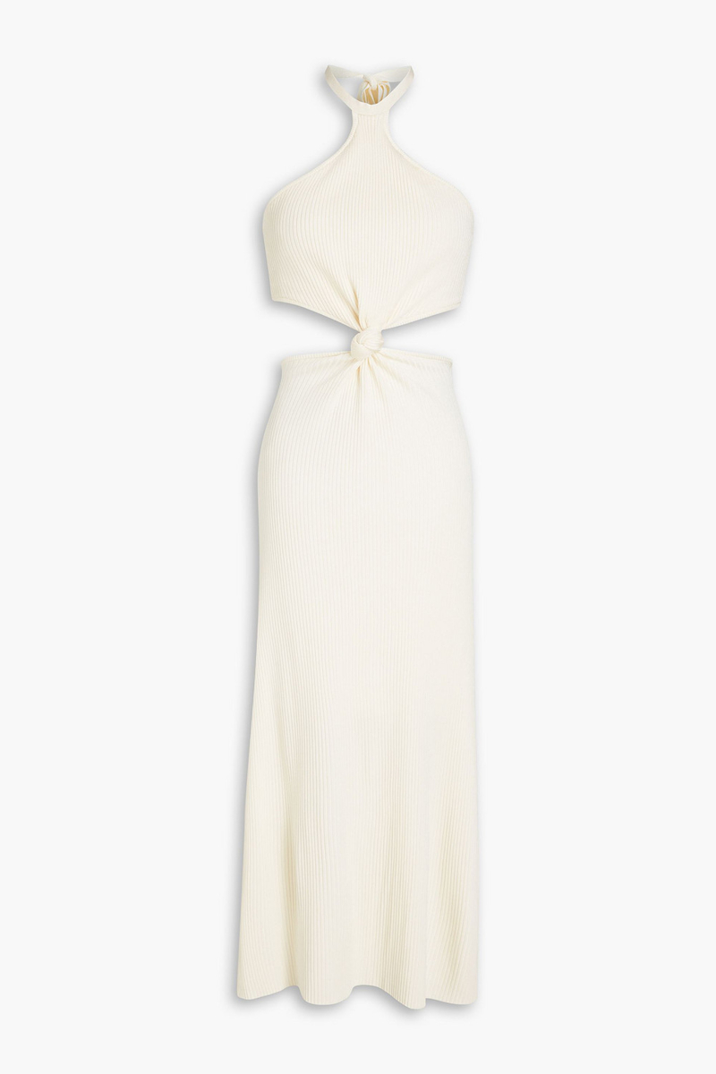 Cult Gaia - Cameron cutout ribbed-knit halterneck midi dress - White - L