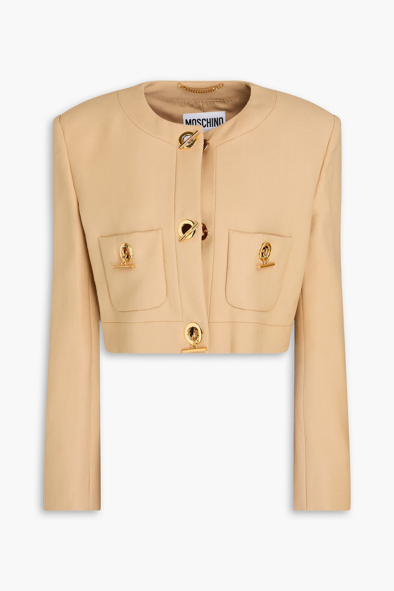 moschino - cropped grain de poudre jacket - neutral - it 38