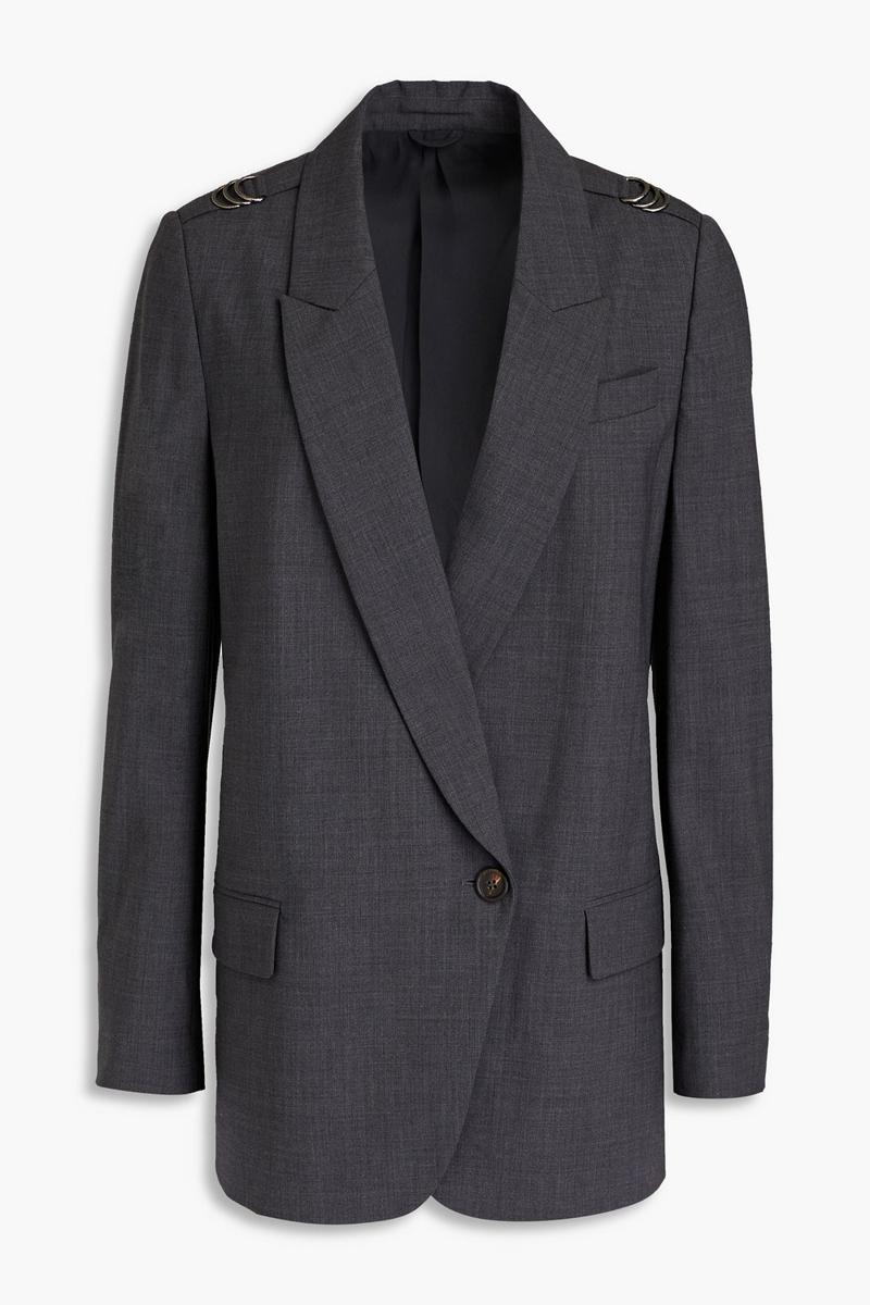 brunello cucinelli - double-breasted wool-blend blazer - gray - it 40