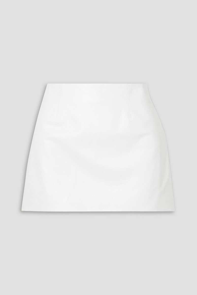 16ARLINGTON - Haile leather mini skirt - White - UK 12