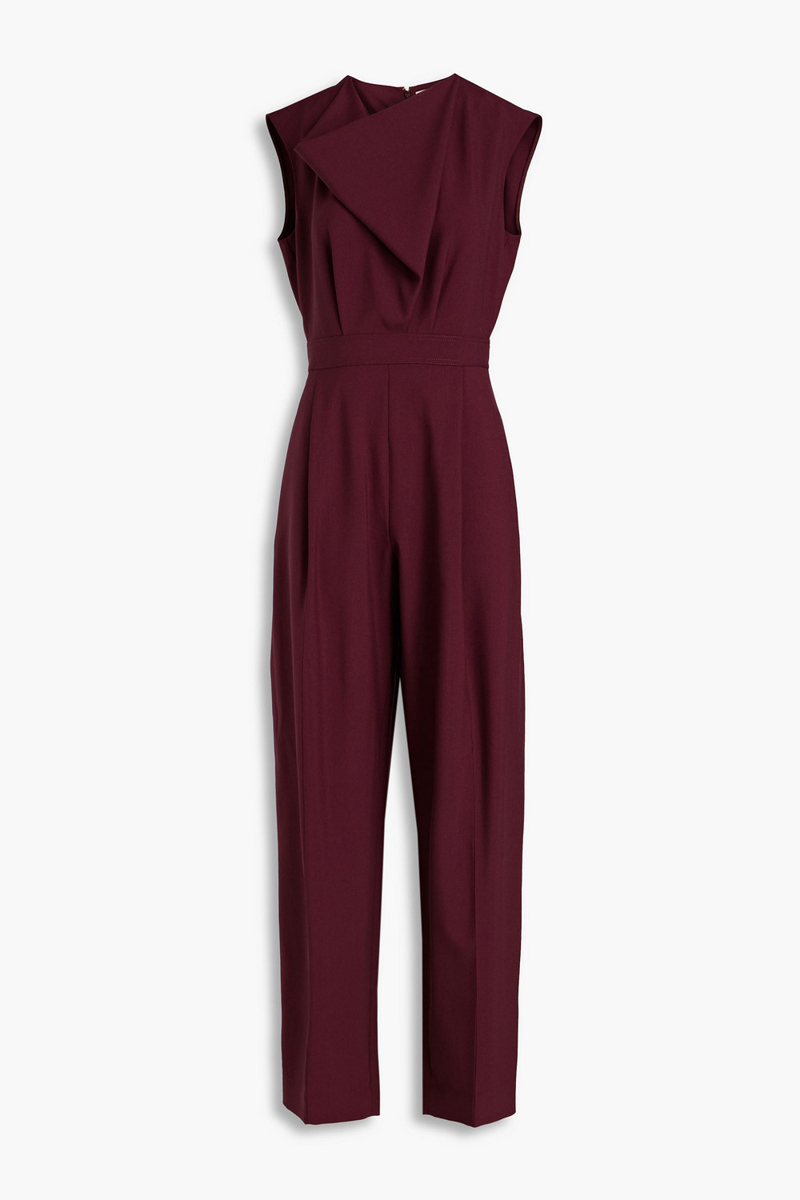 Roksanda - Draped grain de poudre wool jumpsuit - Burgundy - UK 8