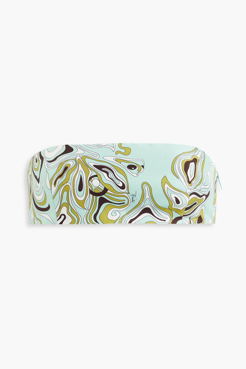 Pucci - Strapless printed silk-twill bra top - Green - IT 46