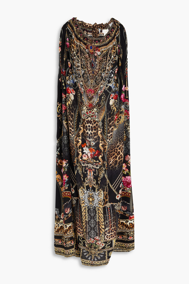 Camilla - Embellished printed silk crepe de chine maxi dress - Black - ONESIZE
