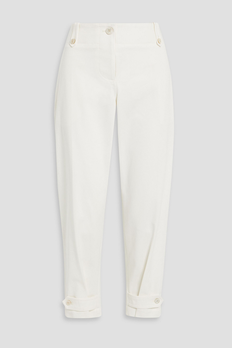 mcqueen - cropped cotton-gabardine tapered pants - white - it 38