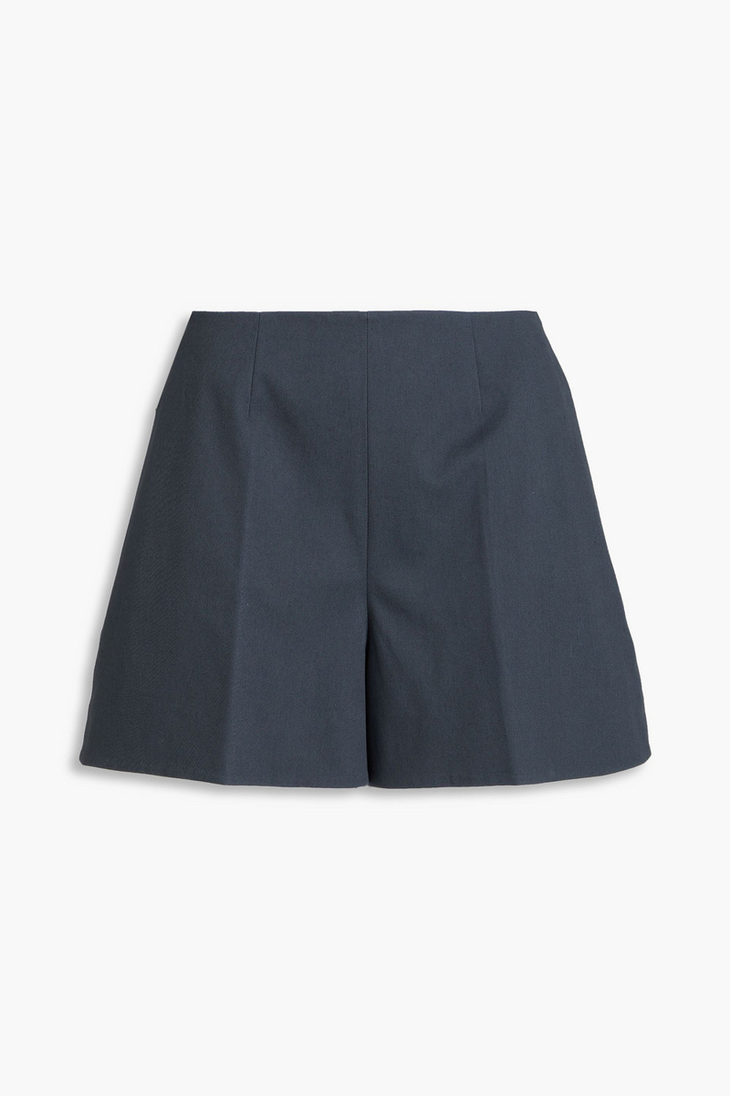 tibi - cotton-blend twill shorts - blue - us 6