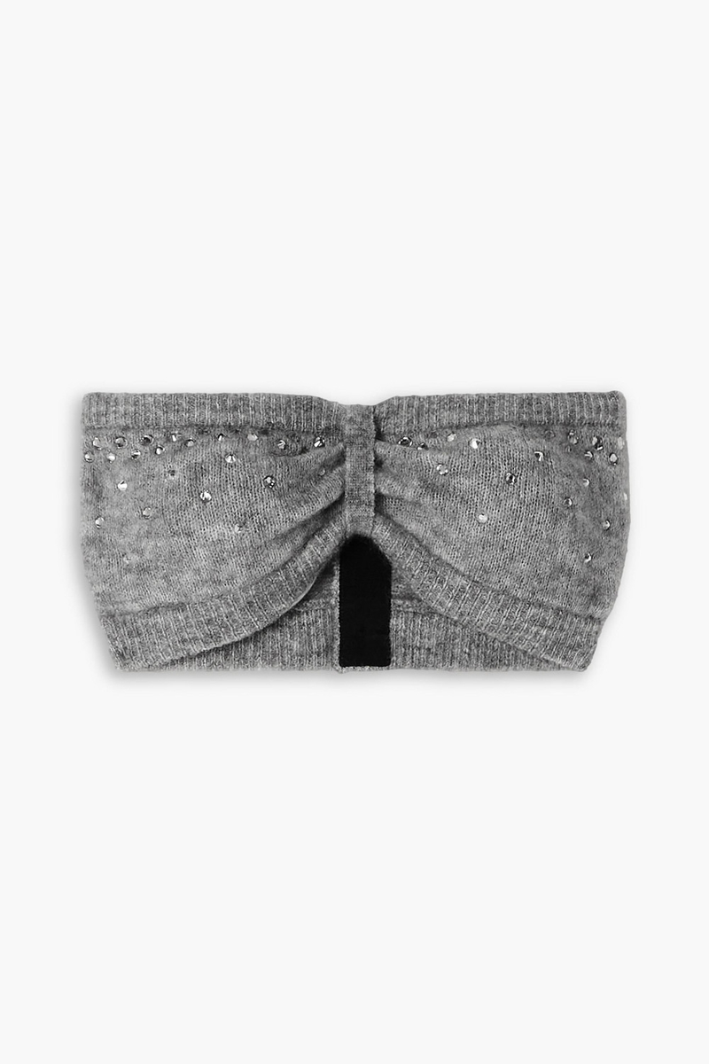 Alessandra Rich - Cropped crystal-embellished knitted top - Gray - IT 36