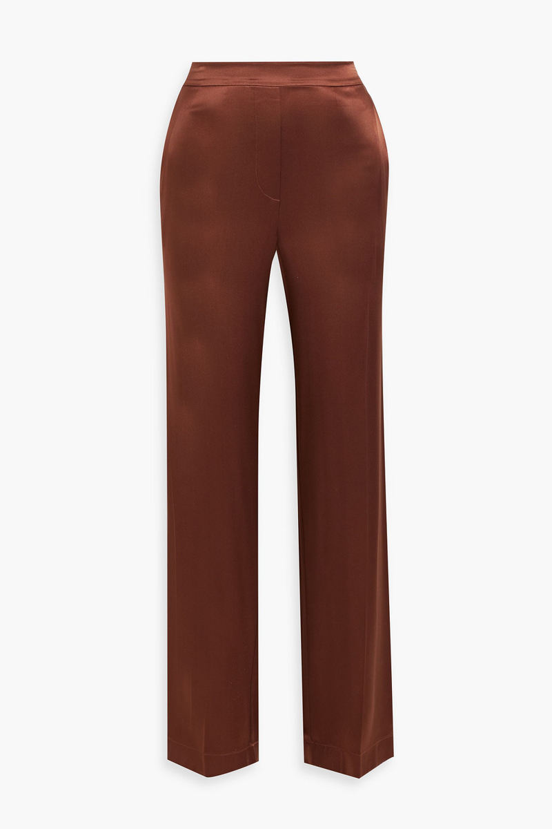 joseph - tova silk-satin straight-leg pants - brown - fr 38