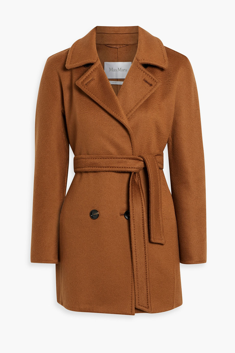 max mara - ragusa double-breasted brushed cashmere-felt coat - brown - it 40