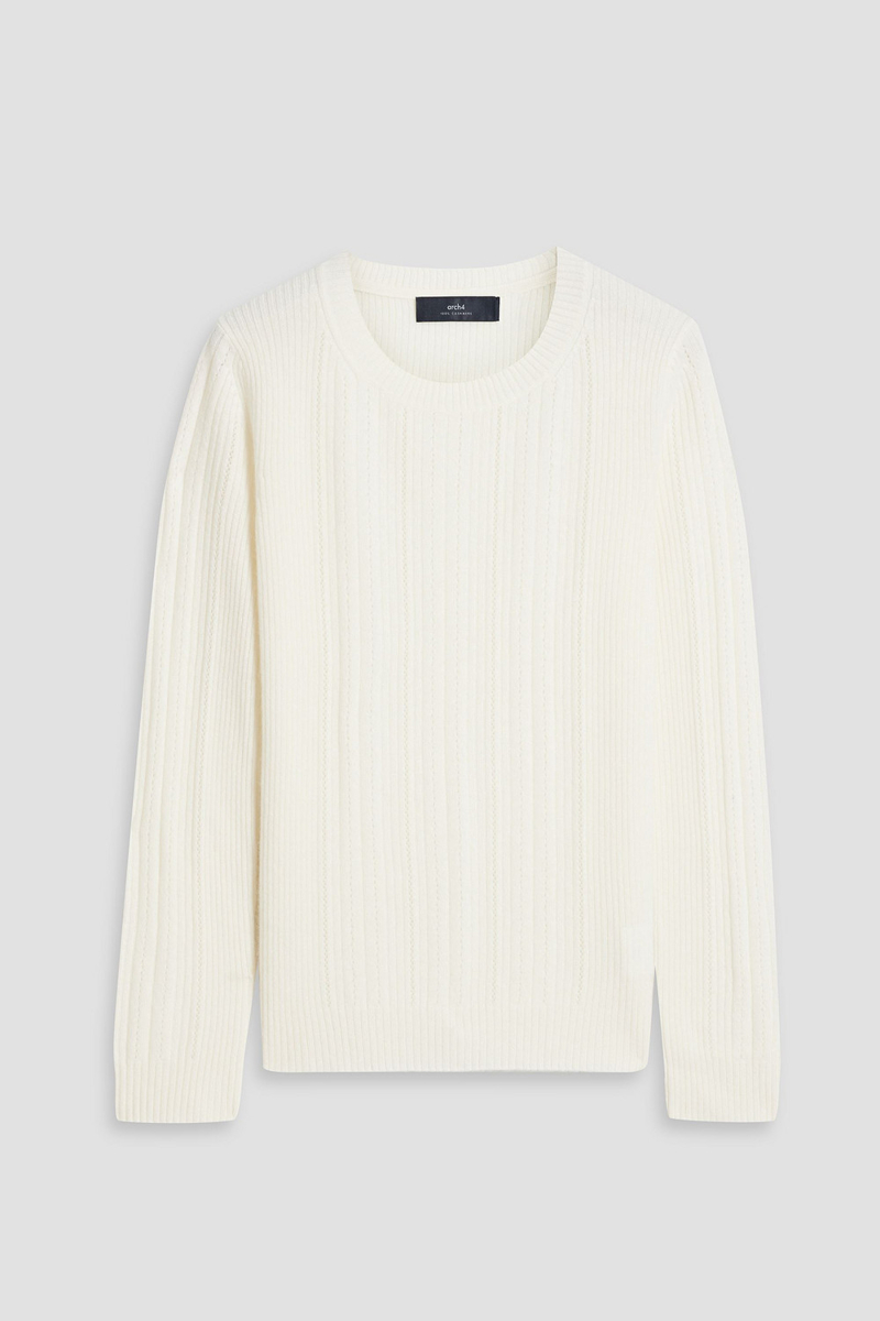 arch4 - coombe ribbed pointelle-knit cashmere sweater - white - m