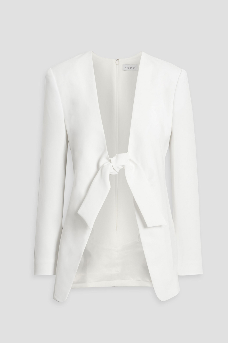 Halston - Jemma tie-front crepe blazer - White - US 8