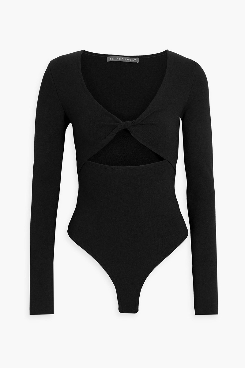 Zeynep Arcay - Twist-front cutout stretch-knit bodysuit - Black - US 8