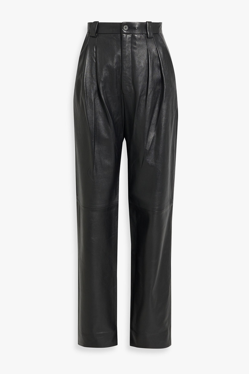 nili lotan - etienne leather straight-leg pants - black - us 0