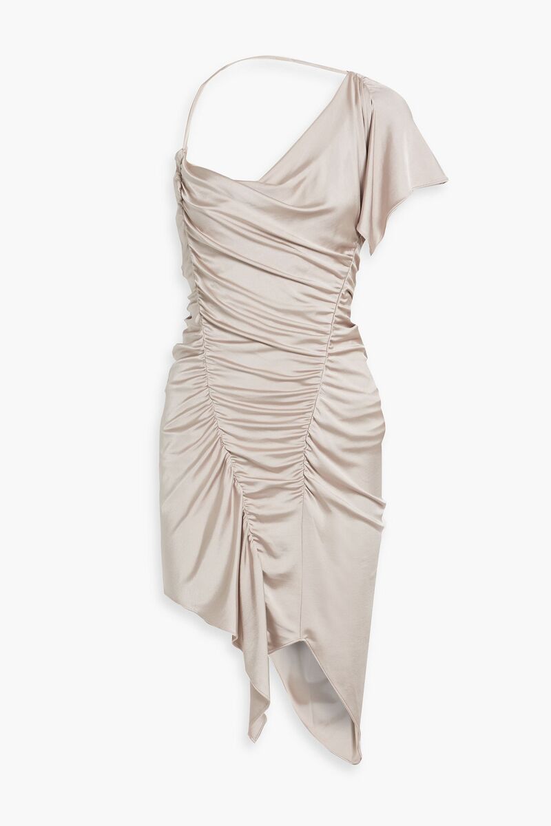 Et Ochs - Autumn one-sleeve asymmetric ruched satin-jersey mini dress - Gray - US 2