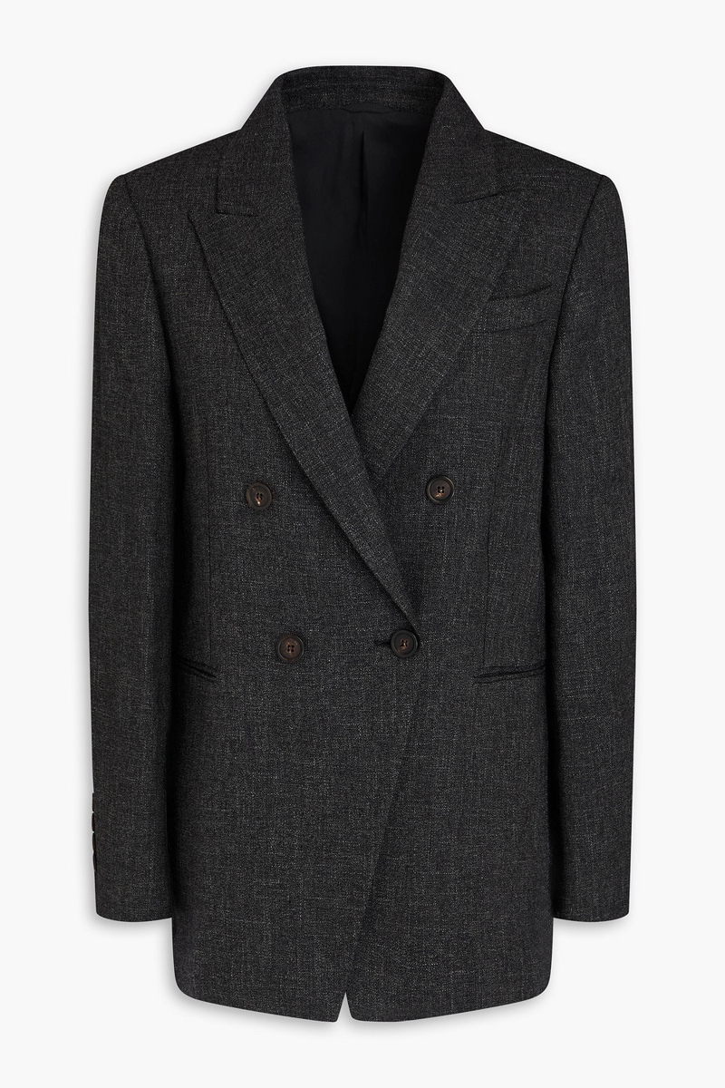 brunello cucinelli - double-breasted woven blazer - gray - it 42