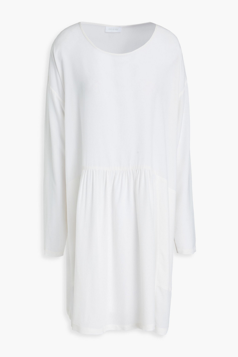 Eskandar - Gathered silk crepe de chine tunic - White - 0