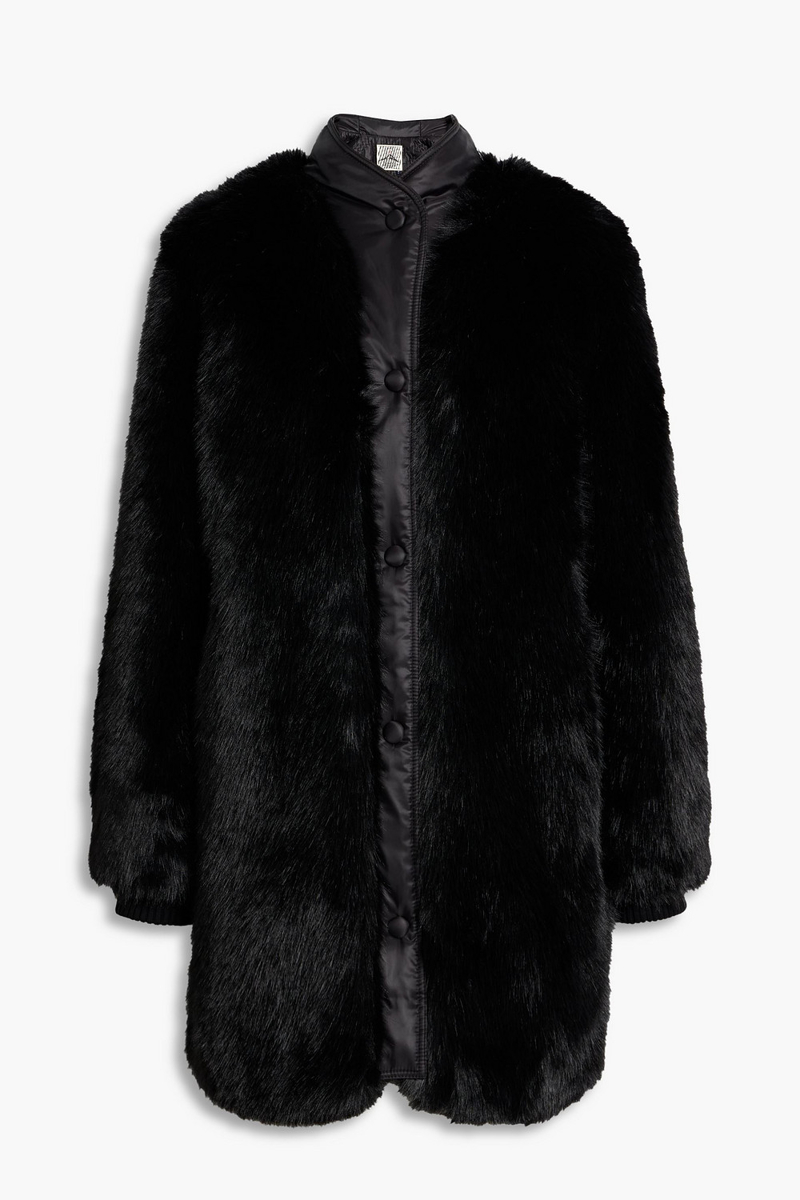 perfect moment - shell-trimmed plush coat - black - l