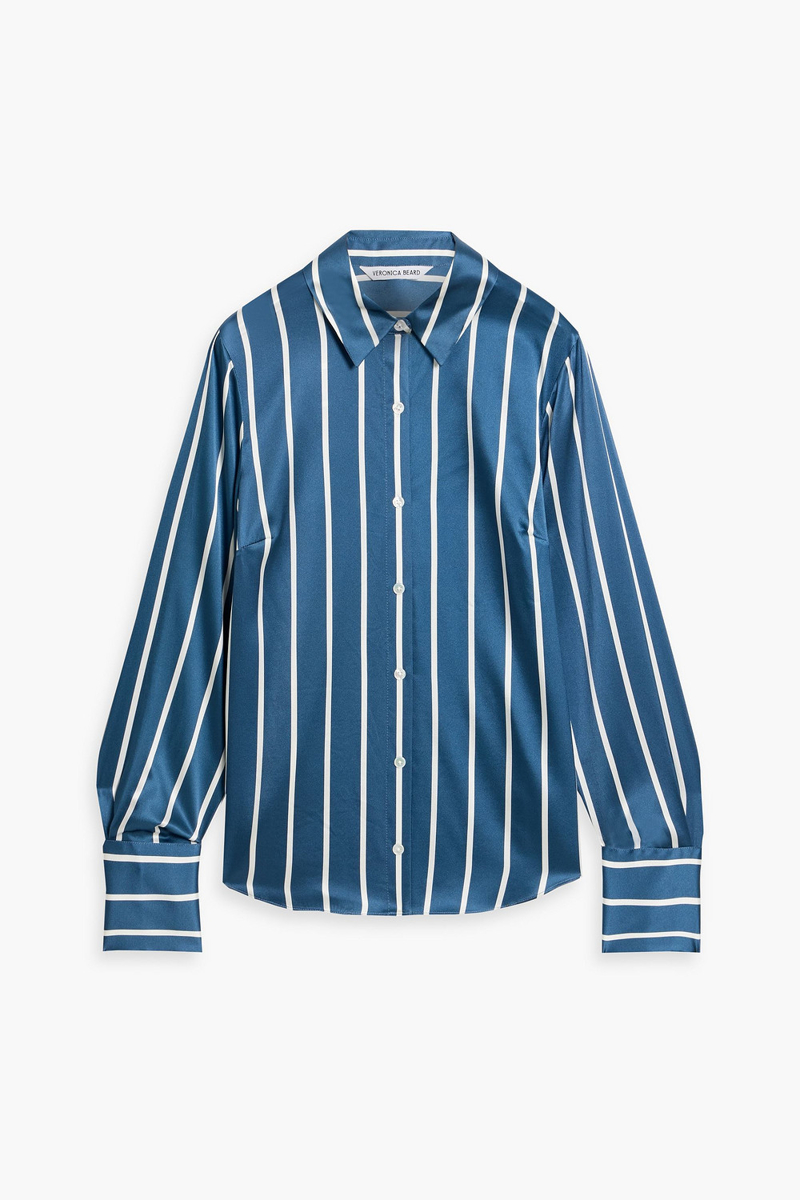 veronica beard - monique striped silk-blend satin shirt - blue - us 00