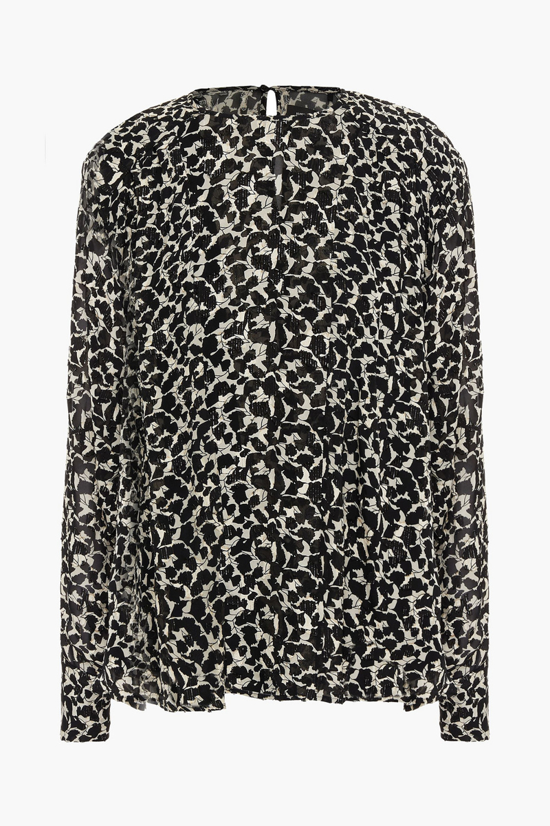 Isabel Marant - Midway printed fil coupé silk and Lurex-blend blouse - White - FR 40