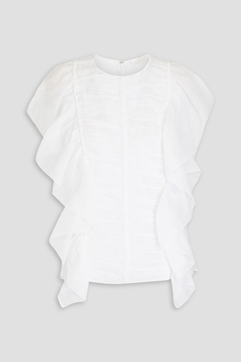 Chloé - Ruffled ramie blouse - White - FR 40