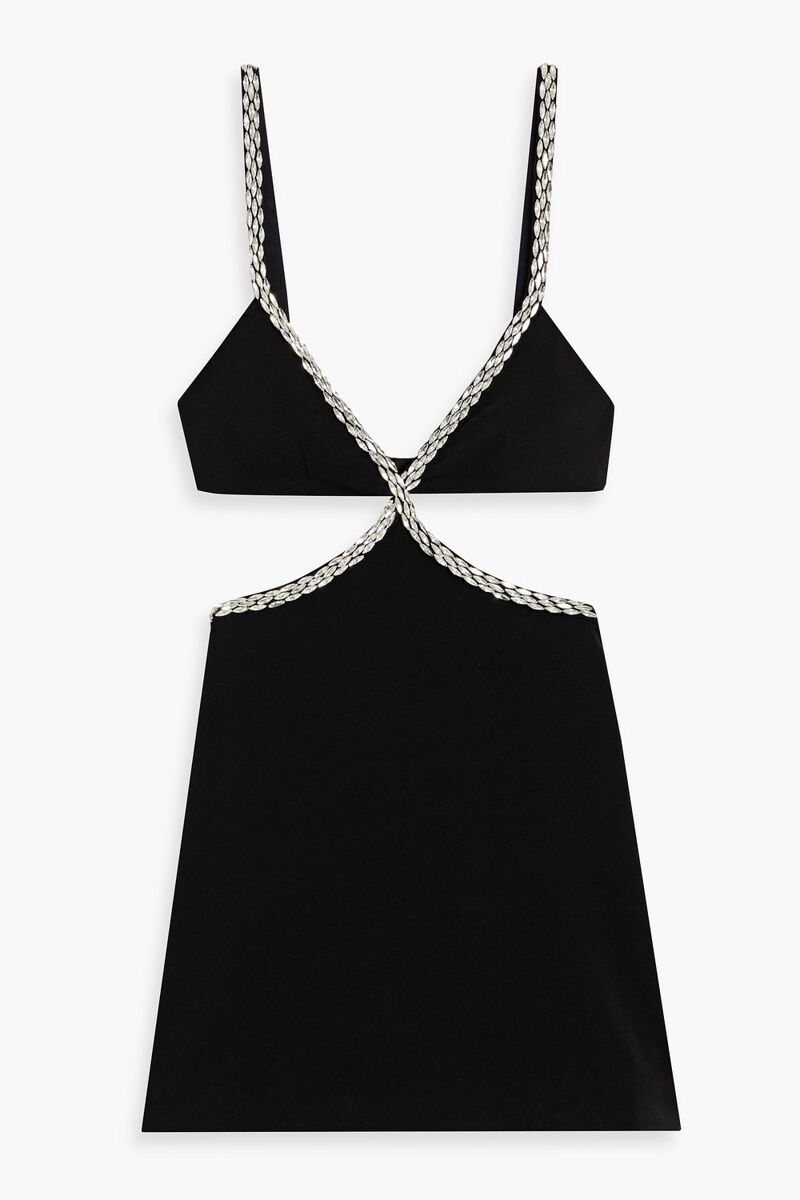 Retrofête - Sharlene crystal-embellished cutout crepe mini dress - Black - XL