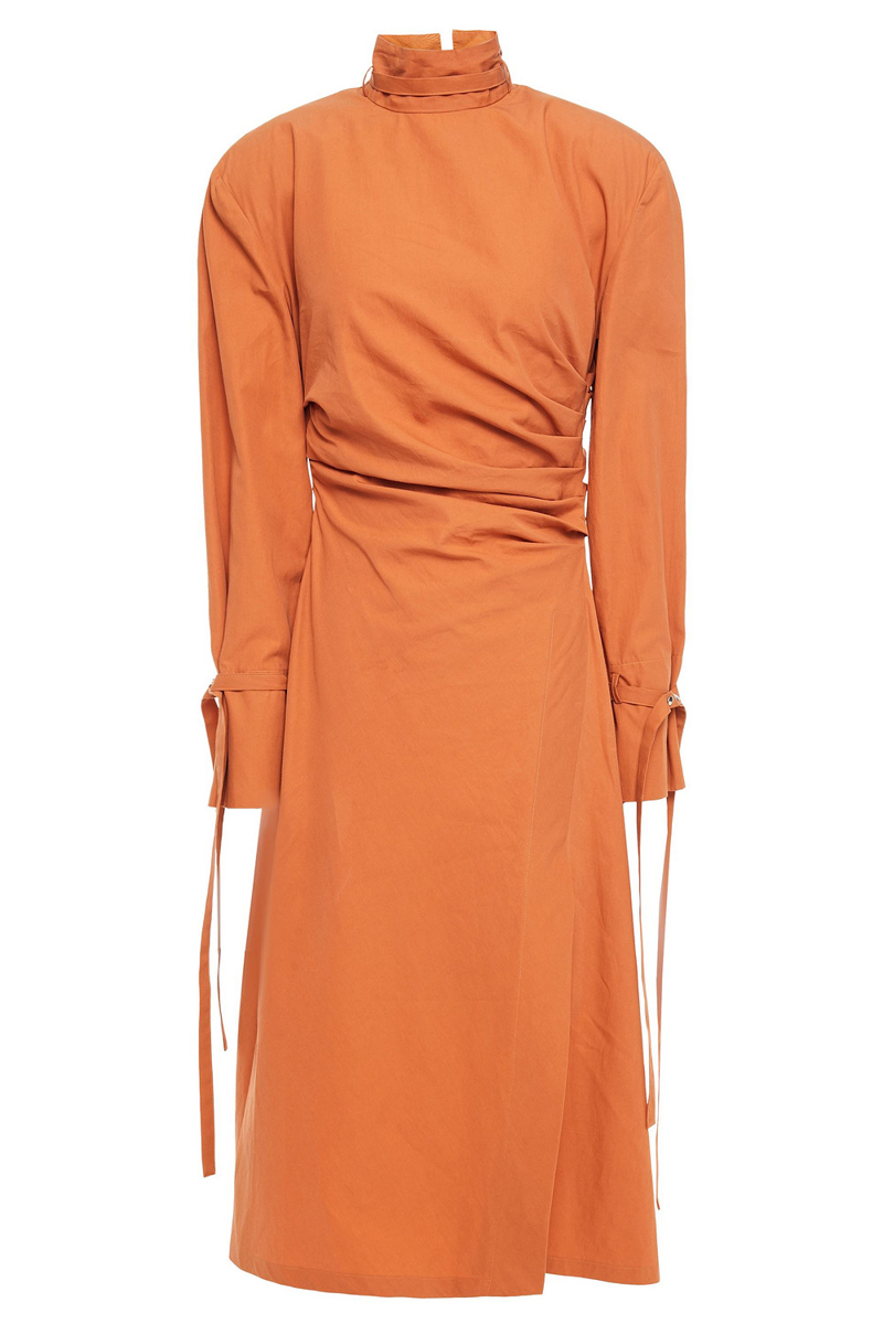 Acne Studios - Gathered cotton midi dress - Orange - DE 32