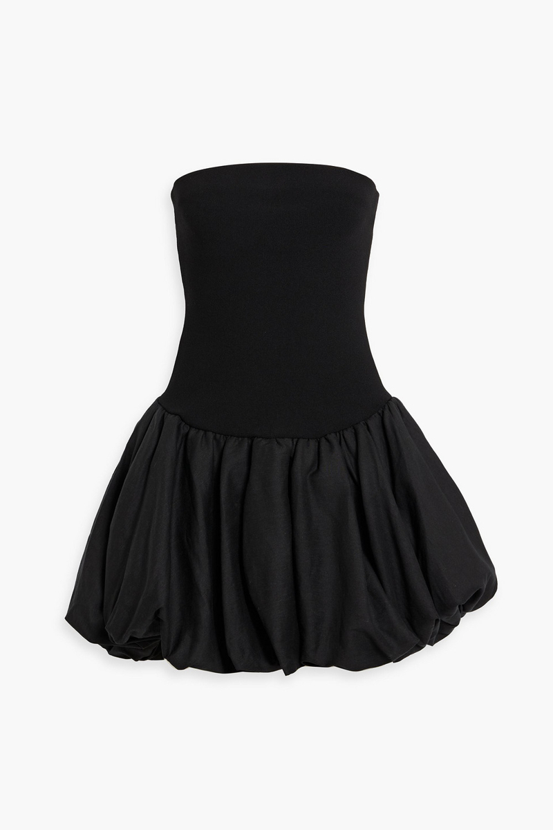 simkhai - pollie strapless stretch-knit and linen-blend mini dress - black - s