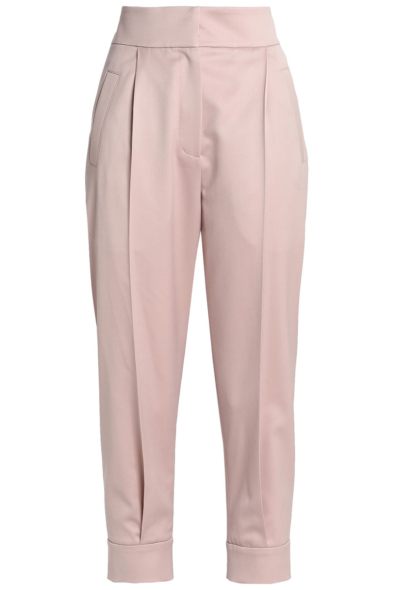 brunello cucinelli - cropped wool-blend tapered pants - pink - it 38