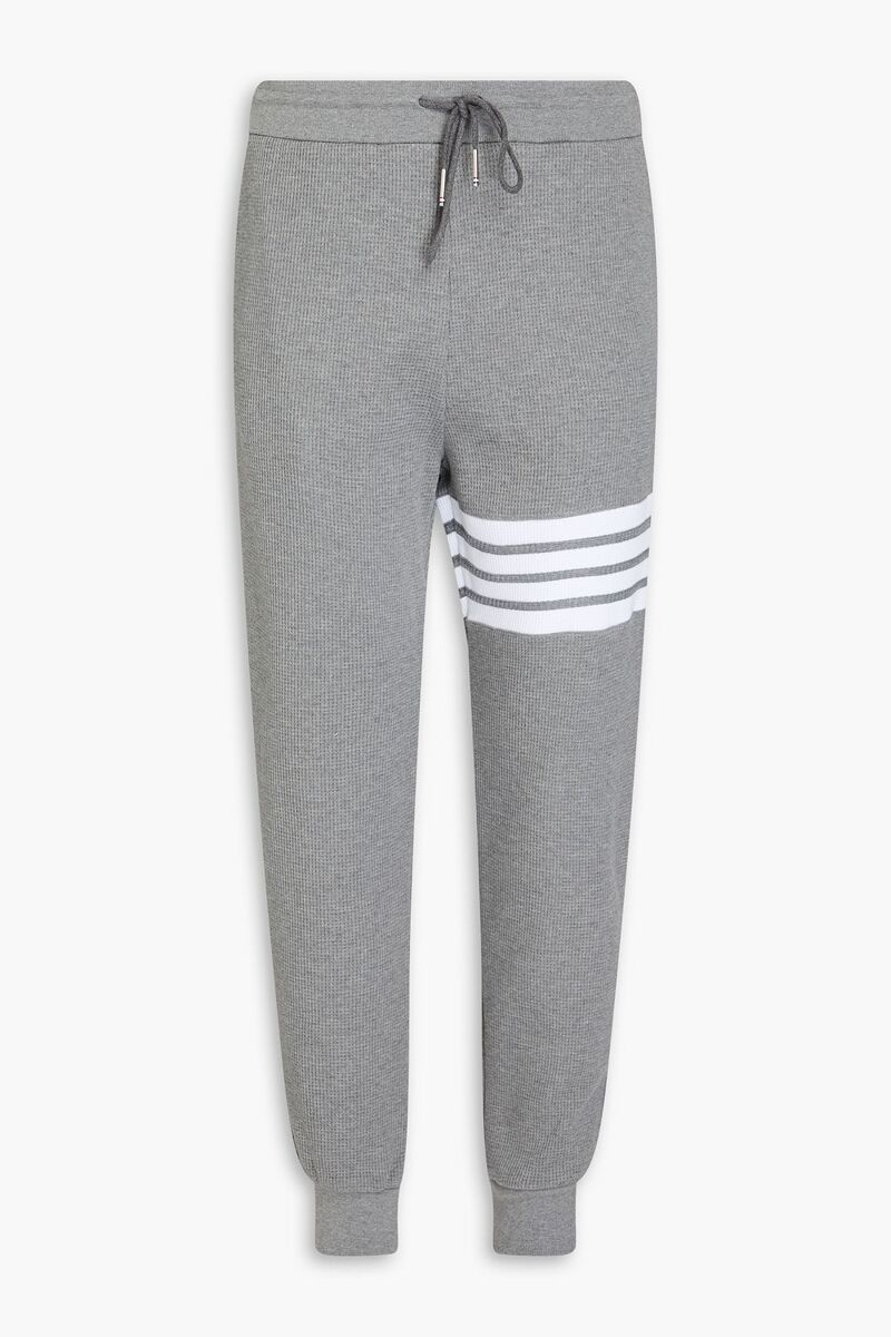 Thom Browne - Striped waffle-knit cotton sweatpants - Gray - 00