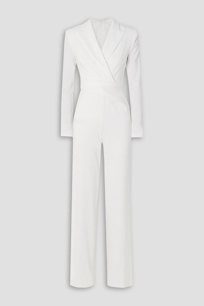 Talbot Runhof - Wrap-effect crepe jumpsuit - White - DE 32