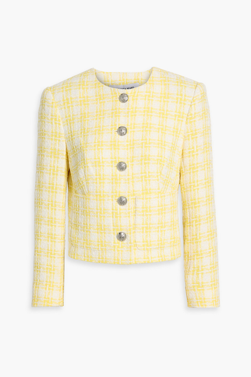 veronica beard - nathan checked cotton-blend tweed jacket - yellow - us 0