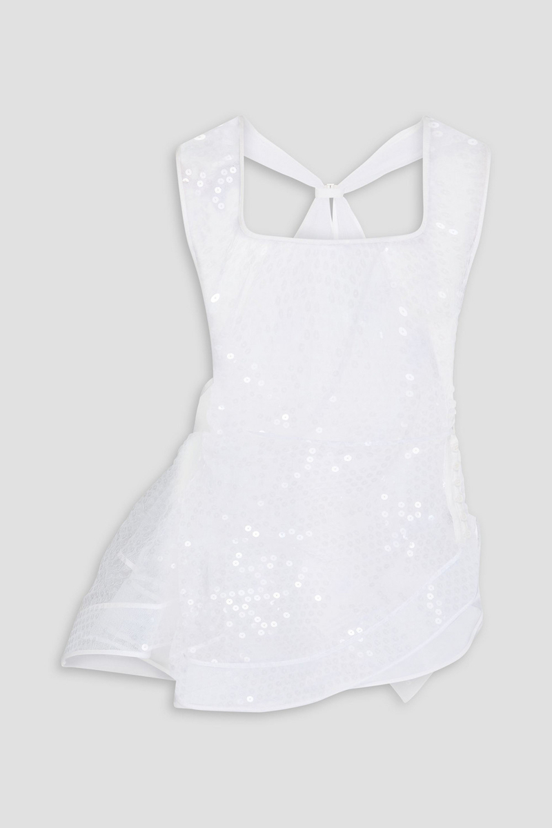 jacquemus - le debardeur perle sequined tulle top - white - fr 32