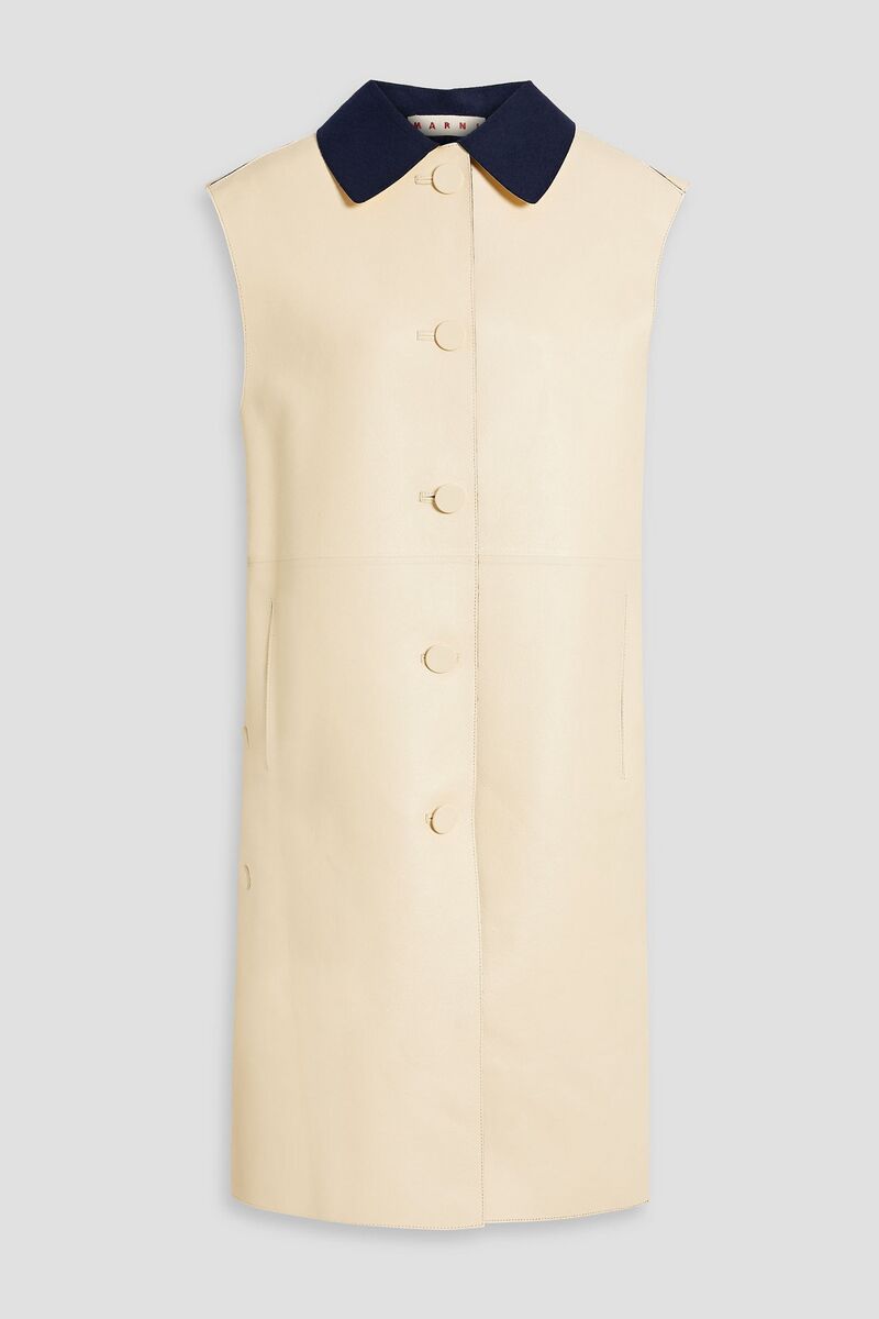 Marni - Felt-trimmed leather vest - White - IT 42
