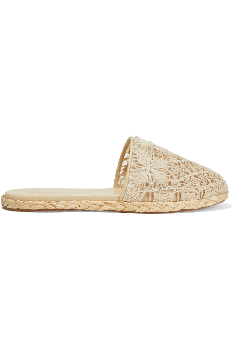 Zimmermann - Raffia-trimmed crochet espadrilles - White - EU 36