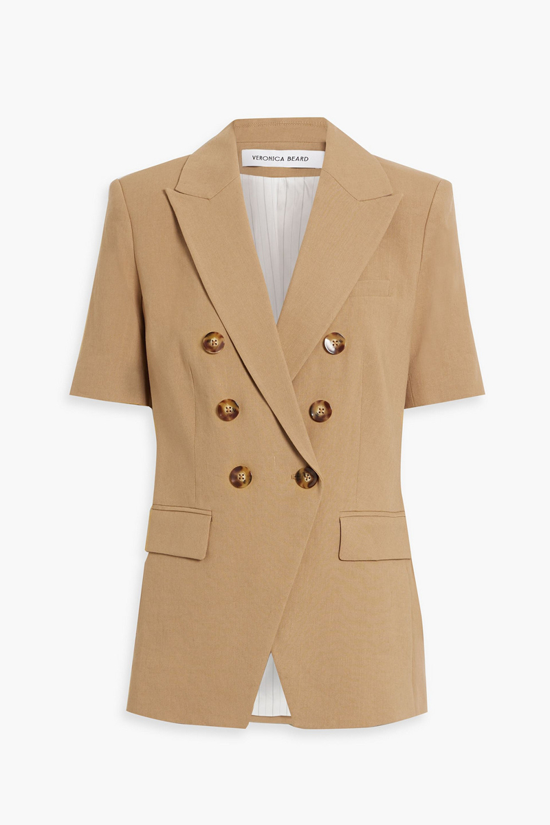 veronica beard - atwood double-breasted linen-blend blazer - neutral - us 14