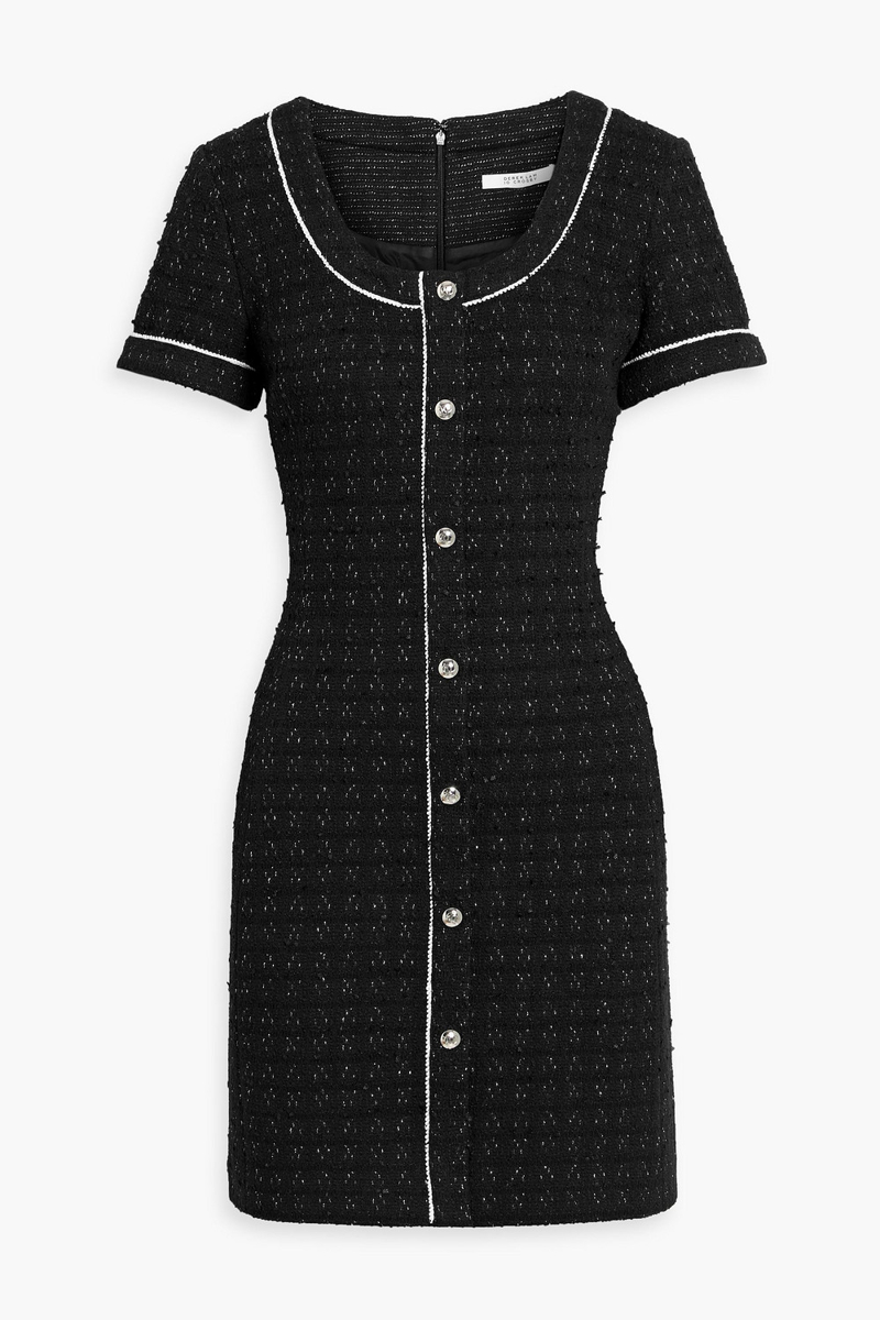 derek lam 10 crosby - ciara embellished metallic tweed mini dress - black - us 0