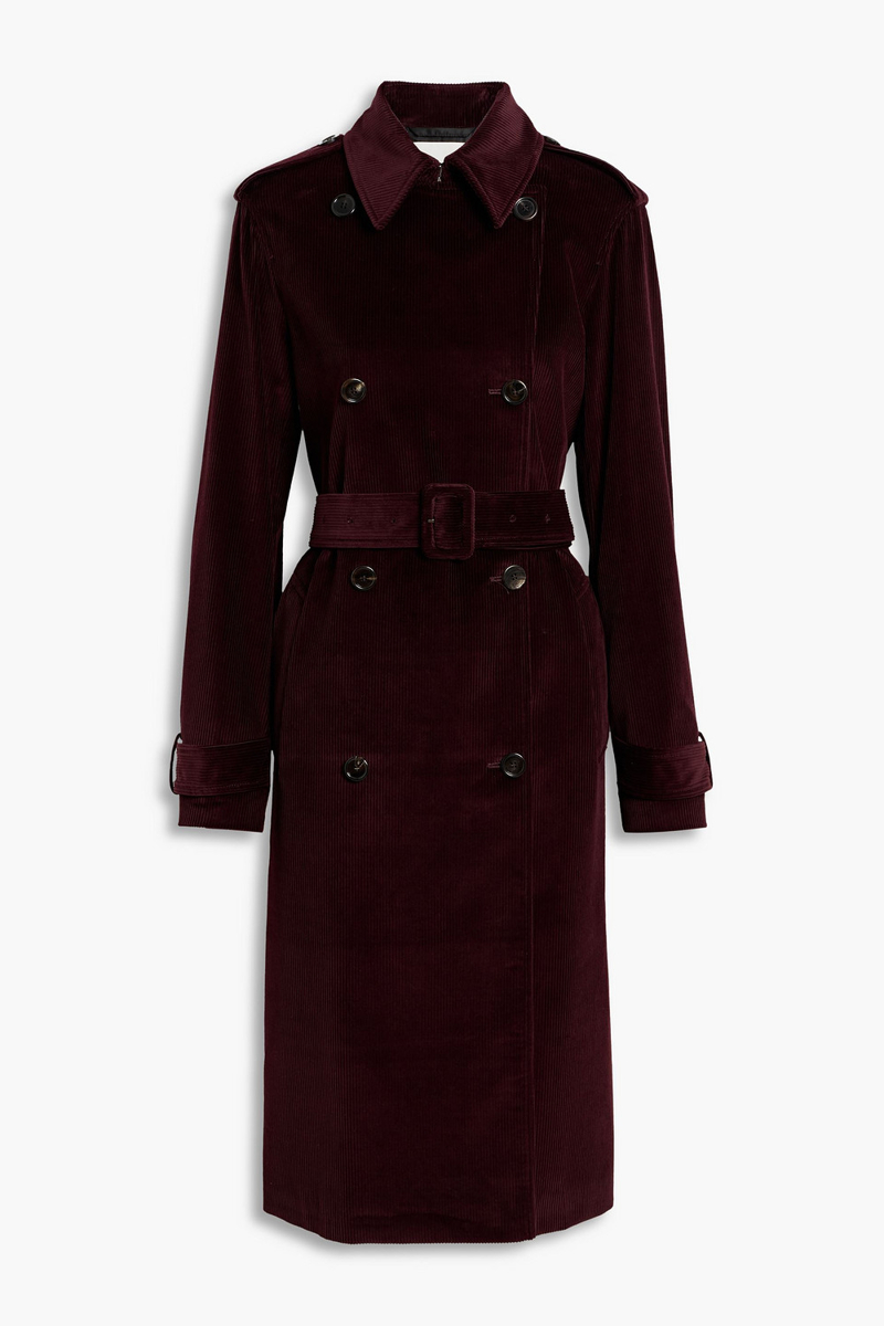 veronica de piante - bella cotton-corduroy trench coat - burgundy - it 46