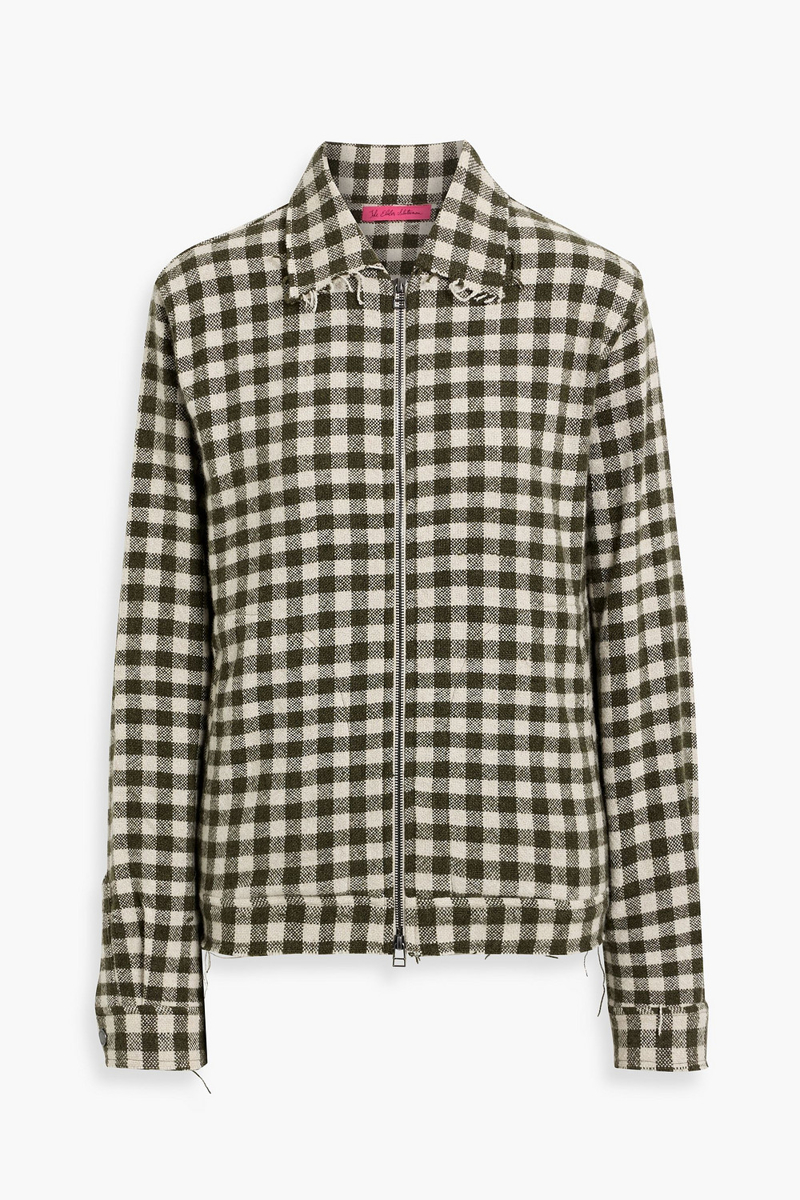 the elder statesman - decon gingham cashmere jacket - green - xs